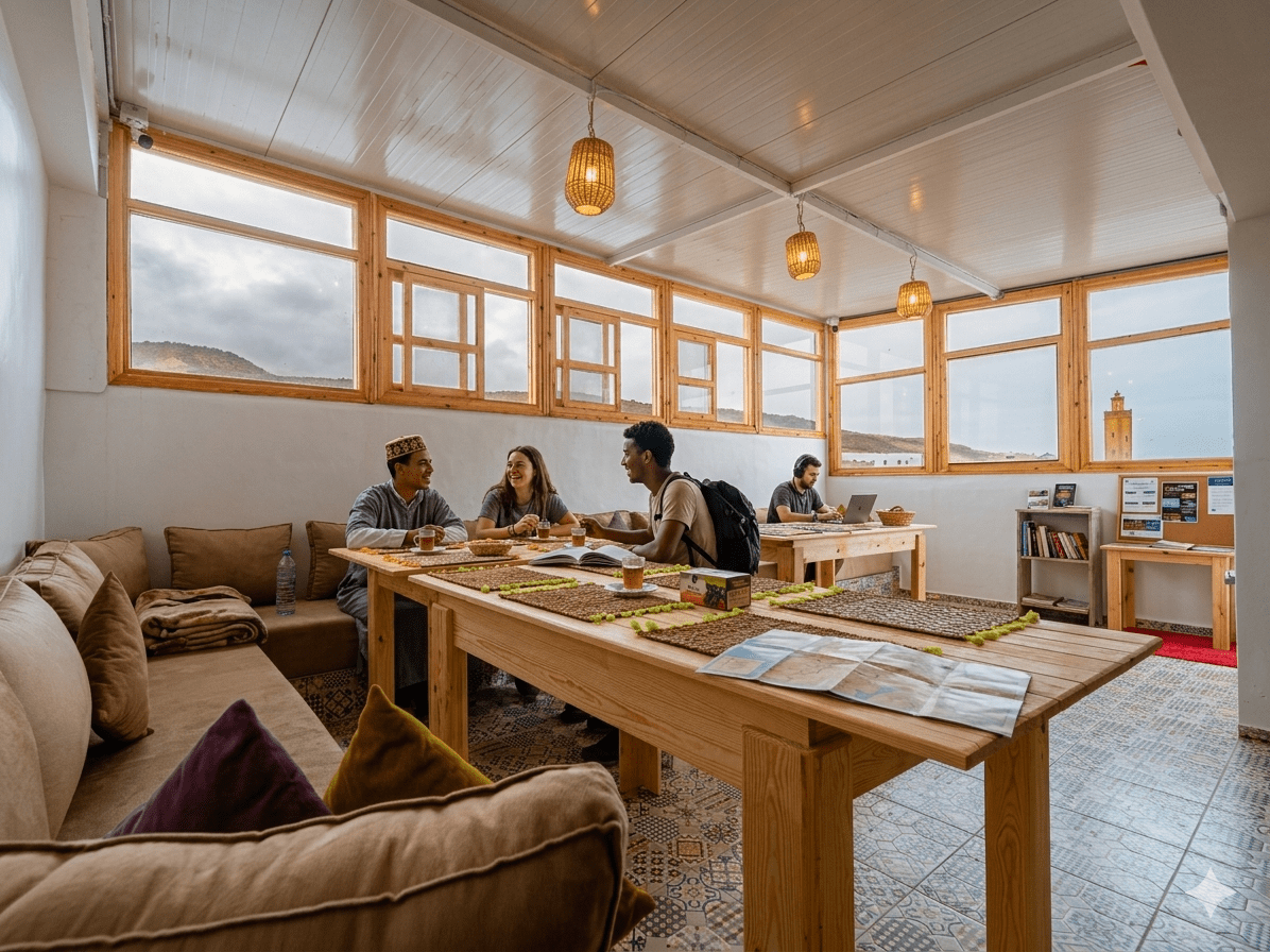 ROOTS Surf House in Anza Agadir Morocco — warm and welcoming surf hostel