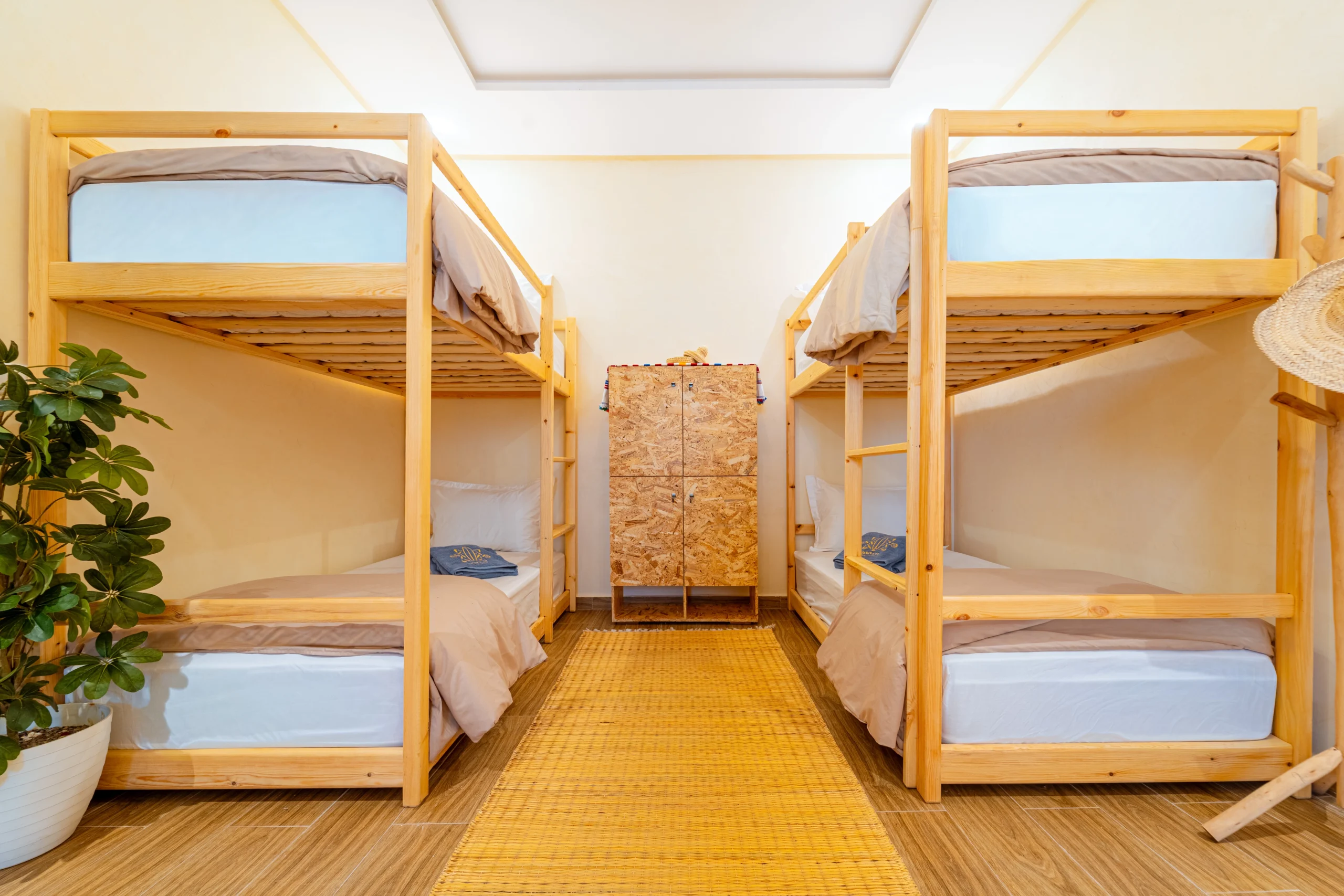 Mixed dormitory room at ROOTS surf hostel in Anza Agadir from $12 per night